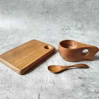 Kalika SET - taza de madera/Kuksa/tablero Moana/cuchara de té/vidrio de madera