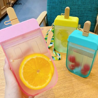 Ritsrain Straw Cup Plastic Popsicle Water Bottle Outdoor Transparent Juice Drinking Cup MX