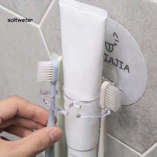 [st] soporte para cepillo de dientes sin perforaciones para baño, organizador de almacenamiento de pasta de dientes (7)