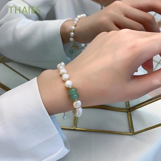 thaies simple cristal brazaletes coreano colgante perla pulseras mujeres nueva moda rhinestone temperamento niñas piedra natural/multicolor