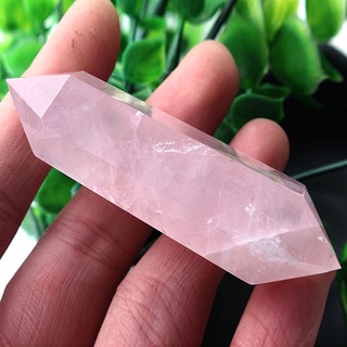 Natural Rosa Cristal Cuarzo Piedra Punto Doble Terminación Varita Curativa JfSmartJoy