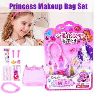 niña bolso playset 34.6*25cm rosa niños kit de maquillaje con encaje diy bolsa de cosméticos para ser decorado juguete regalo para niño