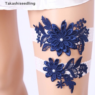 Takashiseedling/ 2 piezas de liga de boda azul marino bordado Floral Sexy ligueros mujeres productos populares