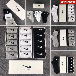 Promotion Calcetines deportivos Nike 100% originales 5 pares de calcetines deportivos unisex blanco, negro y gris de alta calidad epiphany01_mx
