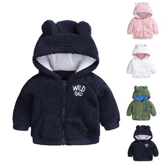Children Kids Coat Long Sleeve Hoodie Cute Keep Warm Zipper Thicken For Winter