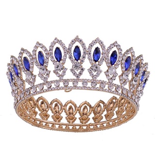 Lujo Barroco Tiara Y Corona Cristal Diamantes De Imitación Círculo Completo Reina Novia Joyería Diadema Boda Acceso Al Cabello (3)