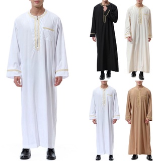 islámico abaya hombres manga larga suelta thobe partido musulmán kaftan túnica