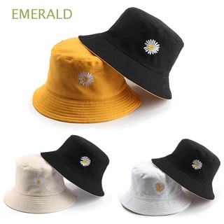 🔥Stock listo🔥EMERALD Fashion Bucket Hat Casual Daisies Double-Sided Women Men Outdoor Summer Foldable Cotton Sun Hat Fisherman Cap/Multicolor