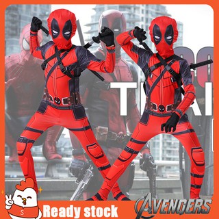 superhéroe deadpool elasticidad body +máscara + guantes spiderman vengadores disfraces cosplay para niños niño (1)