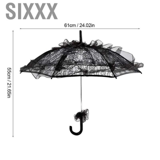 Sixxx - paraguas de encaje negro para mujer, decoración de fiesta, baile, fotografía
