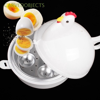CARVEDOBJECTS Novedad Cocina de huevos Microonda Cazadores furtivos de huevos Caldera de huevo Buque de vapor Acero inoxidable Cocina Lindo En forma de pollo