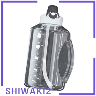 [SHIWAKI2] Botella de agua, L, botella de agua con paja y mango libre de BPA, botella de admisión de agua diaria con rastreador de marcas de tiempo para recordar la hora de beber
