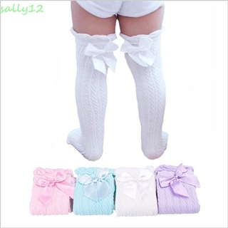 sally12 moda calcetines niño rodilla tubo alto calcetines de invierno largo casual algodón suave niñas calentadores de piernas/multicolor (1)