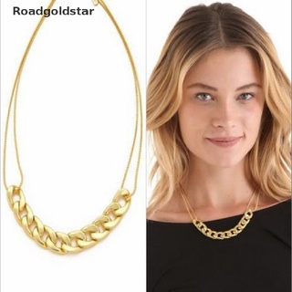 roadgoldstar collar de doble cadena para mujeres chapado en oro collar colgante collares wdst