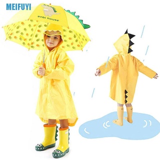[Meifu3] niños niño niña impermeable chamarra de lluvia dinosaurio ligero impermeable abrigo Slicker Fu