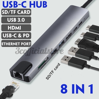 2/5/8/10 en 1 multiuso USB-C concentrador de datos con puerto Ethernet tipo C/4K HDMI/USB 3.0 puertos/carga PD