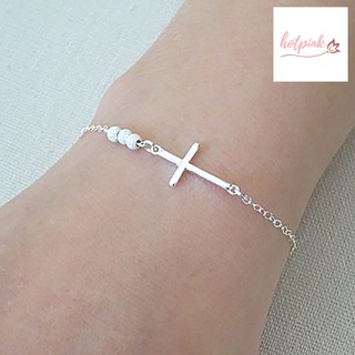 hotpink moda mujeres cuentas cruz Charm pulsera cadena de mano joyería regalos de cumpleaños
