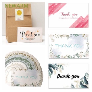 NEWARM 30PCS 2.1x3.5 Inch Thank You Cards Thanks Labels Greeting Appreciation Cardstock For Supporting My Small Business Gift Unique Designs Pink Watercolor Package Insert Greenery Leaves