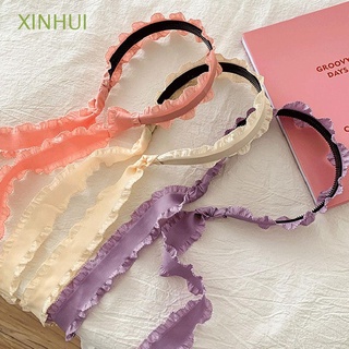 xinhui nuevo encaje cabeza aro lindo pelo accesorios bandas de pelo cinta larga volantes refrescante rosa púrpura amarillo chica mujeres arco headwear/multicolor