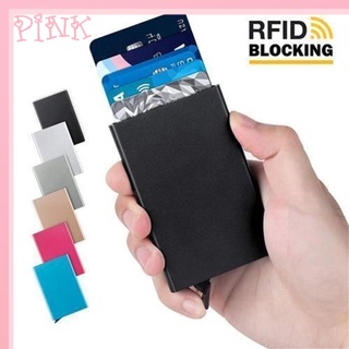 Pink1 cepillo automático antirrobo/cartera De aleación De aluminio/tarjetero RFID/Multicolorido
