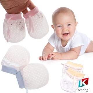 Se 1 Par guantes De algodón transpirables+pantalón De Seda Para recién nacidos/guantes ajustables Para bebés De 0-18 Meses