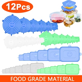 6/12 piezas de silicona reutilizable cubierta de alimentos tapa elástica tazón elástico cubierta de microondas envoltura de cocina fresco mantener tapas de silicona