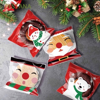 PESTANA 100PCs El plastico Bolsas De Dulces De Navidad Aleatorio Bolsa de embalaje de galletas Galleta Nuevo Decoración Navidad Bolsa de muñeco de nieve Papá Noel