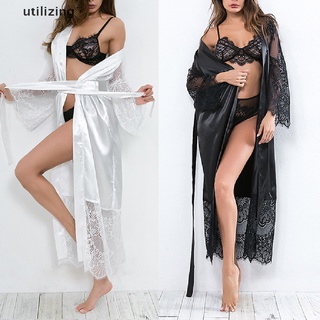 Utilizing Pijamas De Encaje De Seda Para Mujer Albornoz De Satén Camisón Ropa De Dormir Batas De Dama De Honor Venta Caliente