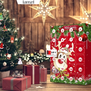 Lansel 24 unids/caja para niños navidad tema colgante de resina llavero navidad Advent calendario decoraciones tema de navidad árbol de navidad colgante figuras encantadoras