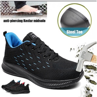 Mens Woman Safety Shoes Steel Toe Cap Work Boots Lightweight Hiking Trainers Anti-smashing Non-slip Reflective Casual Sneaker Gift for Father Outdoor Men Steel Toe Hiking Shoes #2109