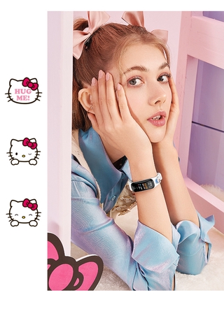 Sanrio Hello Kitty señoras moda reloj inteligente niña luminoso impermeable reloj deportivo estudiante de dibujos animados lindo reloj electrónico multifuncional banda de Fitness anne01.mx (3)