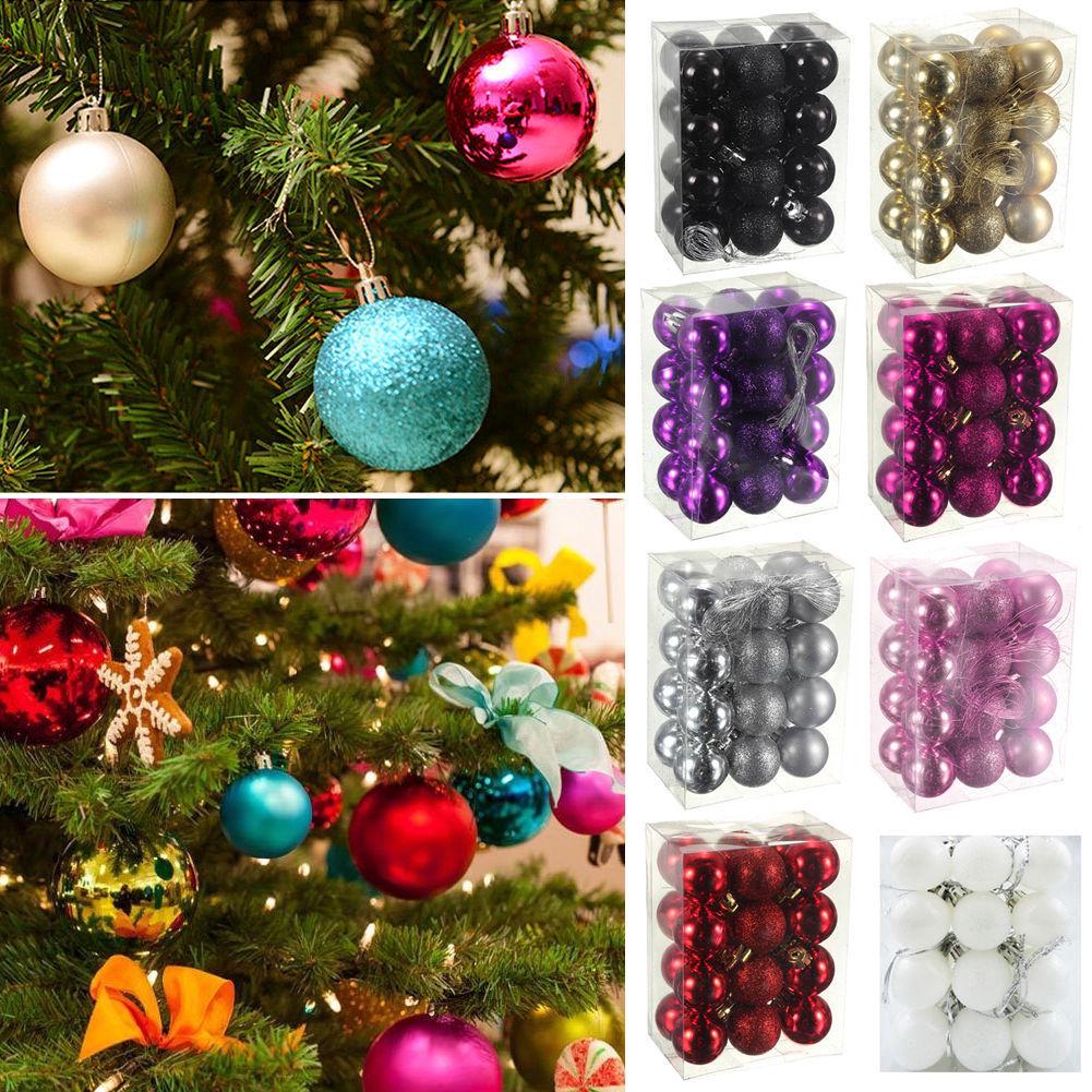 24 unids/Set 3 cm árbol de navidad decoraciones bolas brillante mate bola colgante árbol colgante adorno hogar 12 colores (4)