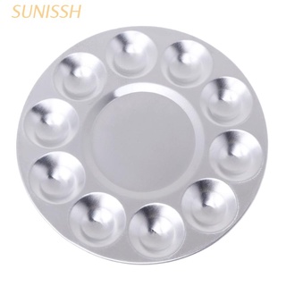 SUNIN Aluminum Round Oil Painting Palette Nail Art Color Mixing Plate With 10 Grooves