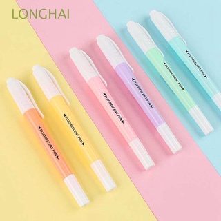 LONGHAI Kids Fluorescent Pen Gift Highlighter Pen Double Head 6Pcs/Set Office Supplies Candy Color School Supplies Student Supplies Stationery Markers Pen