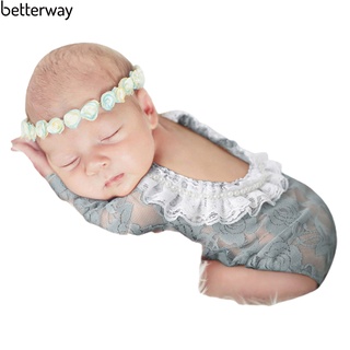 Betterway Skin Friendly niños pequeños mameluco de encaje recién nacido traje de fotografía cómodo estudio accesorios de disparo (2)