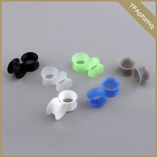 6 Pairs Ear Tunnels and Plugs - Double Flared Hollow Soft Silicone Ear Gauges - Ear Expander Stretcher Piercing