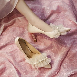 【24 Hours Shipping】【High Quality】Women's High Heels Stiletto Bride Bridesmaid Wedding Shoes High Heels