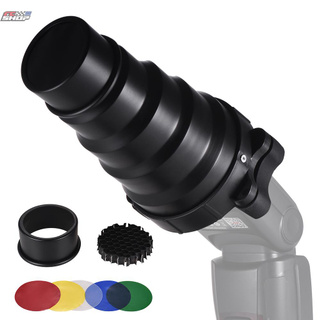 RC Metal On-camera Flash Conical Snoot with Honeycomb Grid 5pcs Color Filter Kit Magnet Adsorption for Neewer Canon Nikon Yongnuo Godox Meike Vivitar Photography On-camera Speedlite Speedlight
