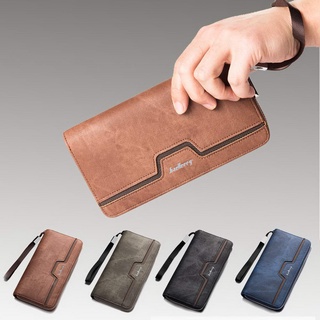 PU Leather Wallet for Men Card Holder Organzier Slots for Cell Phone Long Purse