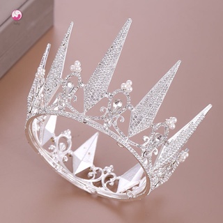 [bebé] coronas redondas grandes con diamantes de imitación de cristal perlas círculo tiaras boda novia reina princesa accesorios de pelo joyería