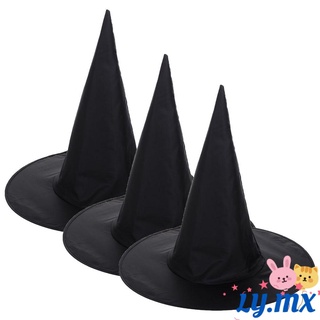LY 3PCS Novedad Sombrero de bruja de Halloween Accesorio de vestuario Sombreros de disfraces Negro Decorativo Decoración de accesorios Vestido de fiesta Regalo de los niños Cosplay Gorra de mago