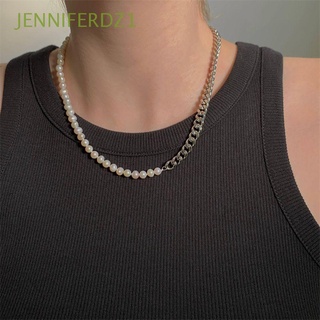 Jenniferz1 collar con cadena De perlas De acero inoxidable para hombre