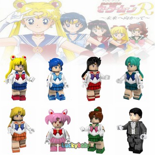 Sailor Moon dibujos animados Anime Minifigures Tsukino Usagi Hino Rei Kaiou Michiru Compatible Lego bloques de construcción juguetes niños niñas regalo