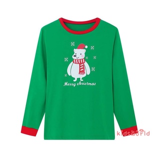 kidsw-family - traje de pijama de navidad, cuello en o, manga larga, camiseta con impresión (5)
