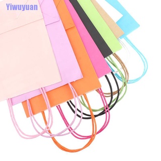 Yiwuyuan - bolsas de papel de Color sólido para fiestas, bolsa de Kraft con asas reciclables, bolsa de regalo de cumpleaños (2)