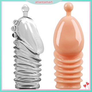 Male Reusable Penis Sleeve Dildo Extender Enlargement Condoms Cock Delay Ring