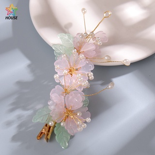 flor perla clip lateral estilo chino lindo vintage tocado hanfu accesorios de ropa para niñas pequeñas