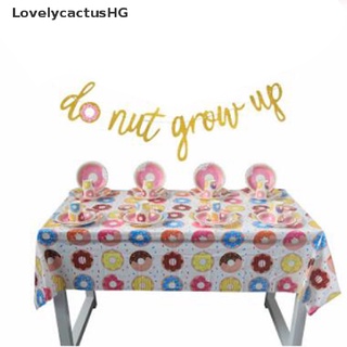 [LovelycactusHG] Donut Time Plastic Banquet Tablecloth 110 x180cm 1st Birthday Party Decorations Recommended (1)