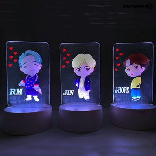 colorido kpop bts miembro de dibujos animados figura diseño de la lámpara decoración adorno luz de noche (5)
