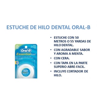 Hilo Dental Essential Floss C/cera 50 Mts Oral-b Blister con cortador de hilo (2)